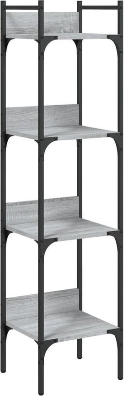 vidaXL - Boekenkast - 4-laags - 35x30x138,5 - cm - bewerkt - hout - grijs - sonoma