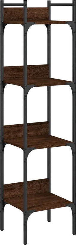 vidaXL - Boekenkast - 4-laags - 35x30x138,5 - cm - bewerkt - hout - bruineikenkleur