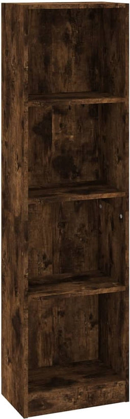 vidaXL - Boekenkast - 4-laags - 40x24x143 - cm - bewerkt - hout - gerookt - eikenkleur