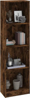 vidaXL - Boekenkast - 4-laags - 40x24x143 - cm - bewerkt - hout - gerookt - eikenkleur