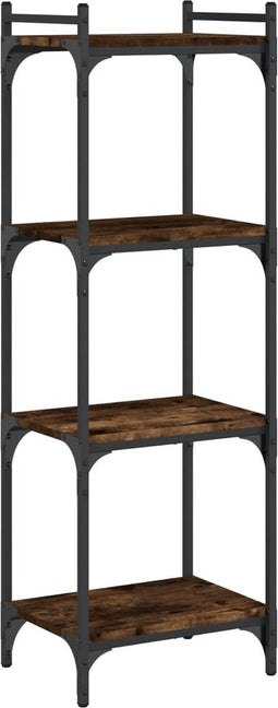 vidaXL - Boekenkast - 4-laags - 40x30x120 - cm - bewerkt - hout - gerookt - eikenkleur