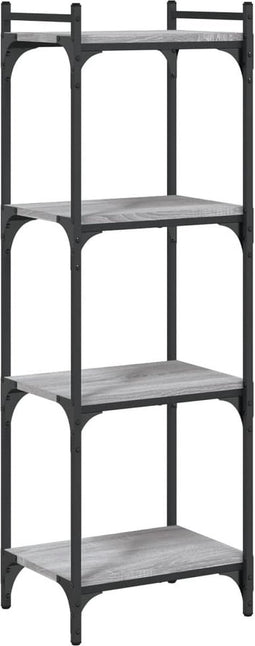 vidaXL - Boekenkast - 4-laags - 40x30x120 - cm - bewerkt - hout - grijs - sonoma