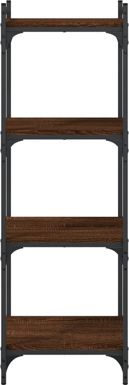 vidaXL - Boekenkast - 4-laags - 40x30x120 - cm - bewerkt - hout - bruin - eikenkleur
