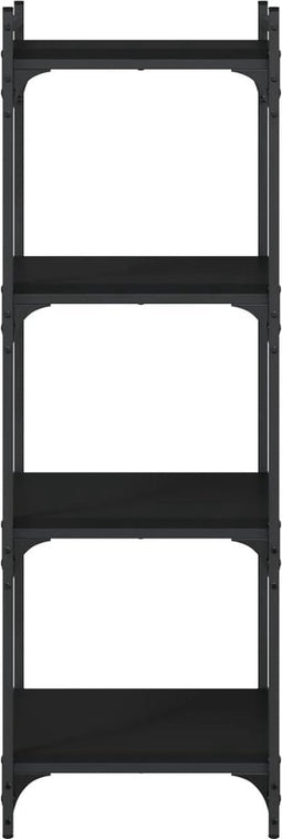 vidaXL - Boekenkast - 4-laags - 40x30x120 - cm - bewerkt - hout - zwart