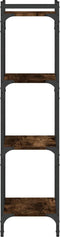 vidaXL - Boekenkast - 4-laags - 40x30x120 - cm - bewerkt - hout - gerookt - eikenkleur