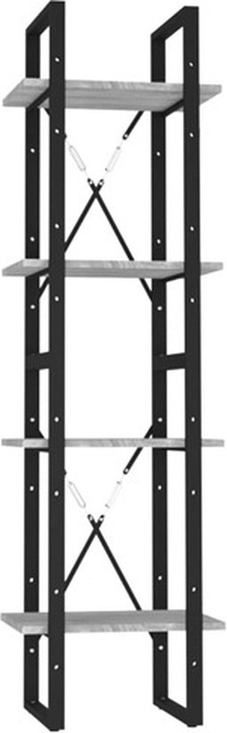 vidaXL - Boekenkast - 4-laags - 40x30x140 - cm - bewerkt - hout - grijs - sonoma - eiken