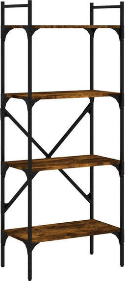 vidaXL - Boekenkast - 4-laags - 56x31,5x138,5 - cm - bewerkt - hout - gerookt - eiken