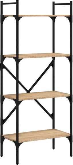 vidaXL - Boekenkast - 4-laags - 56x31,5x138,5 - cm - bewerkt - hout - sonoma - eiken