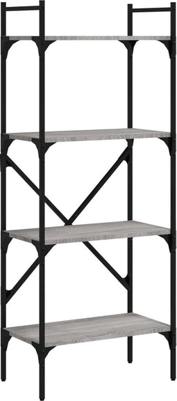 vidaXL - Boekenkast - 4-laags - 56x31,5x138,5 - cm - bewerkt - hout - grijs - sonoma