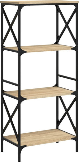 vidaXL - Boekenkast - 4-laags - 59x35x132 - cm - bewerkt - hout - sonoma - eikenkleur