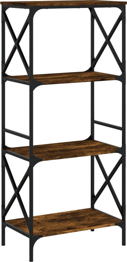vidaXL - Boekenkast - 4-laags - 59x35x132 - cm - bewerkt - hout - gerookt - eikenkleur