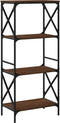 vidaXL - Boekenkast - 4-laags - 59x35x132 - cm - bewerkt - hout - bruin - eikenkleur