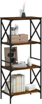 vidaXL - Boekenkast - 4-laags - 59x35x132 - cm - bewerkt - hout - gerookt - eikenkleur