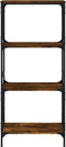 vidaXL - Boekenkast - 4-laags - 59x35x132 - cm - bewerkt - hout - gerookt - eikenkleur