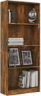 vidaXL - Boekenkast - 4-laags - 60x24x142 - cm - bewerkt - hout - gerookt - eikenkleur