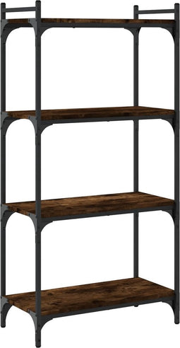 vidaXL - Boekenkast - 4-laags - 60x30x120 - cm - bewerkt - hout - gerookt - eikenkleur