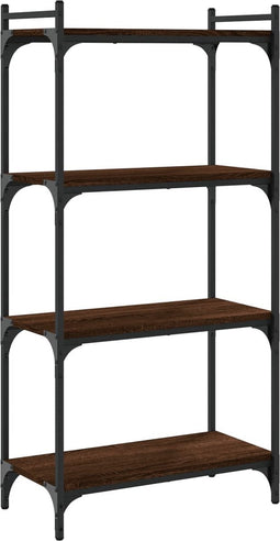 vidaXL - Boekenkast - 4-laags - 60x30x120 - cm - bewerkt - hout - bruin - eikenkleur