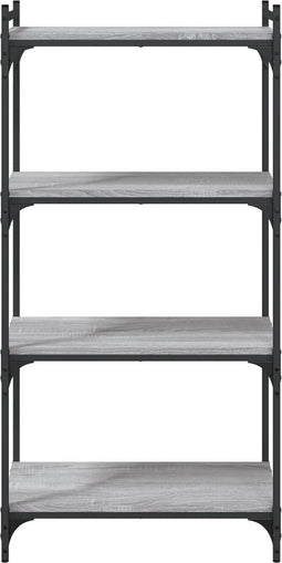 vidaXL - Boekenkast - 4-laags - 60x30x120 - cm - bewerkt - hout - grijs - sonoma - eiken