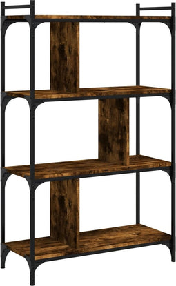vidaXL - Boekenkast - 4-laags - 76x32x123 - cm - bewerkt - hout - gerookt - eikenkleur