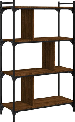 vidaXL - Boekenkast - 4-laags - 76x32x123 - cm - bewerkt - hout - bruin - eikenkleur