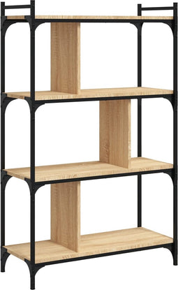 vidaXL - Boekenkast - 4-laags - 76x32x123 - cm - bewerkt - hout - sonoma - eikenkleur