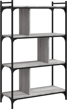 vidaXL - Boekenkast - 4-laags - 76x32x123 - cm - bewerkt - hout - grijs - sonoma