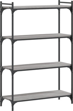 vidaXL - Boekenkast - 4-laags - 80x30x120 - cm - bewerkt - hout - grijs - sonoma