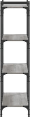 vidaXL - Boekenkast - 4-laags - 80x30x120 - cm - bewerkt - hout - grijs - sonoma