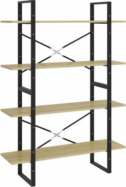 vidaXL - Boekenkast - 4 - schappen - 100x30x140 - cm - bewerkt - hout - sonoma - eiken