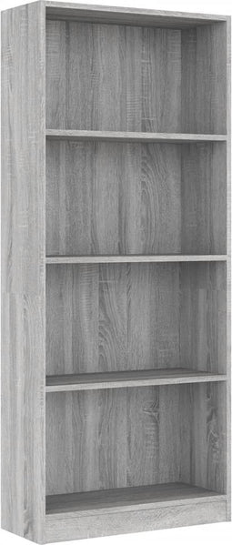 vidaXL - Boekenkast - 4 - schappen - 60x24x142 - cm - bewerkt - hout - grijs - sonoma