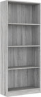 vidaXL - Boekenkast - 4 - schappen - 60x24x142 - cm - bewerkt - hout - grijs - sonoma