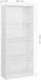 vidaXL - Boekenkast - 4 - schappen - 60x24x142 - cm - bewerkt - hout - hoogglans - wit
