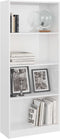 vidaXL - Boekenkast - 4 - schappen - 60x24x142 - cm - bewerkt - hout - hoogglans - wit