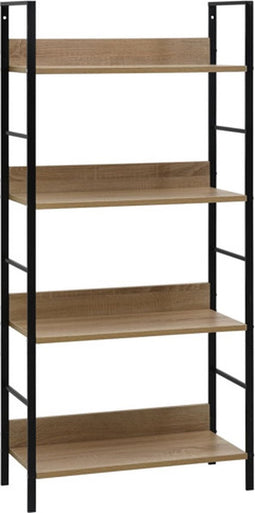vidaXL - Boekenkast - 4 - schappen - 60x27,6x124,5 - cm - bewerkt - hout - eikenkleur