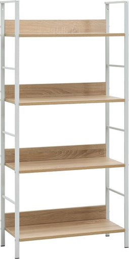 vidaXL - Boekenkast - 4 - schappen - 60x27,6x124,5 - cm - bewerkt - hout - eikenkleur