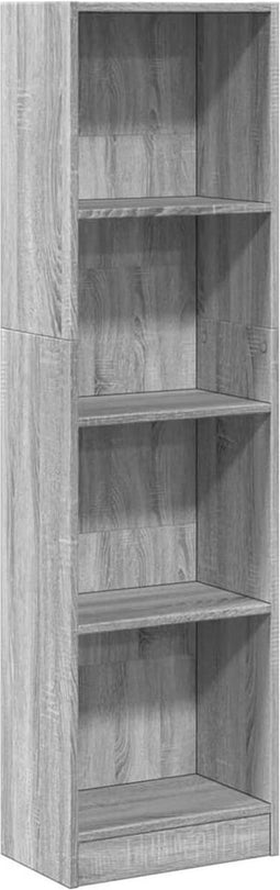 vidaXL - Boekenkast - 40x24x143 - cm - bewerkt - hout - grijs - sonoma - eikenkleurig