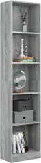 vidaXL - Boekenkast - 40x24x175 - cm - bewerkt - hout - grijs - sonoma - eikenkleurig