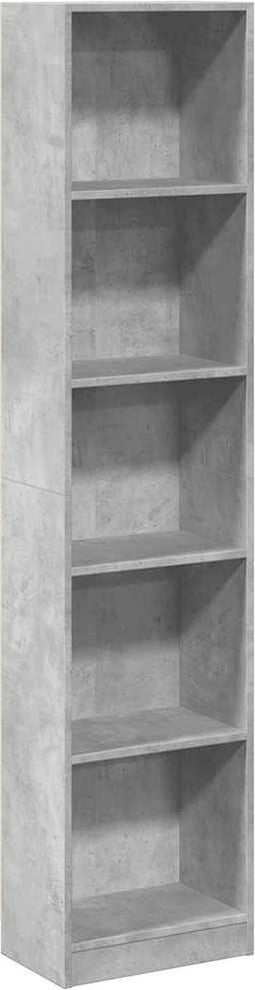 vidaXL - Boekenkast - 40x24x176 - cm - bewerkt - hout - betongrijs