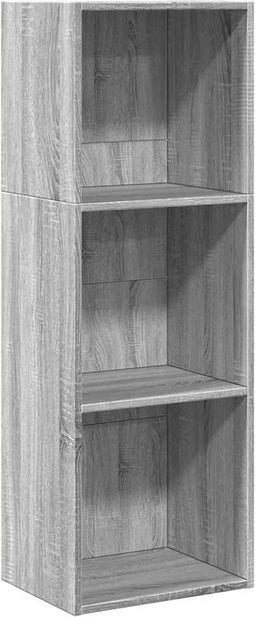 vidaXL - Boekenkast - 40x30x114 - cm - bewerkt - hout - grijs - sonoma - eikenkleurig