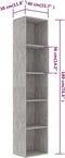 vidaXL - Boekenkast - 40x30x189 - cm - bewerkt - hout - betongrijs