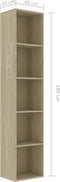 vidaXL - Boekenkast - 40x30x189 - cm - bewerkt - hout - sonoma - eikenkleurig
