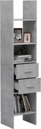 vidaXL - Boekenkast - 40x35x180 - cm - bewerkt - hout - betongrijs
