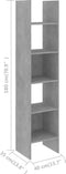 vidaXL - Boekenkast - 40x35x180 - cm - bewerkt - hout - betongrijs