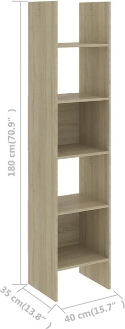 vidaXL - Boekenkast - 40x35x180 - cm - bewerkt - hout - sonoma - eikenkleurig