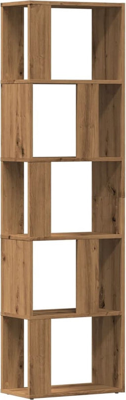 vidaXL - Boekenkast - 45x24x159 - cm - bewerkt - hout - artisanaal - eikenkleur