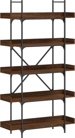 vidaXL - Boekenkast - 5-laags - 100x33x180,5 - cm - bewerkt - hout - bruineikenkleur