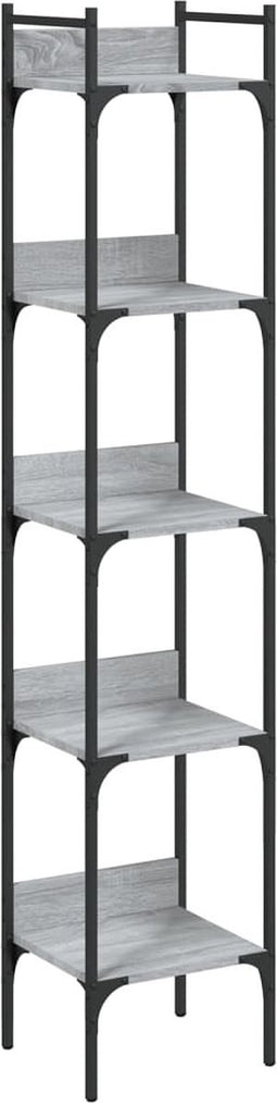vidaXL - Boekenkast - 5-laags - 35x30x174 - cm - bewerkt - hout - grijs - sonoma - eiken