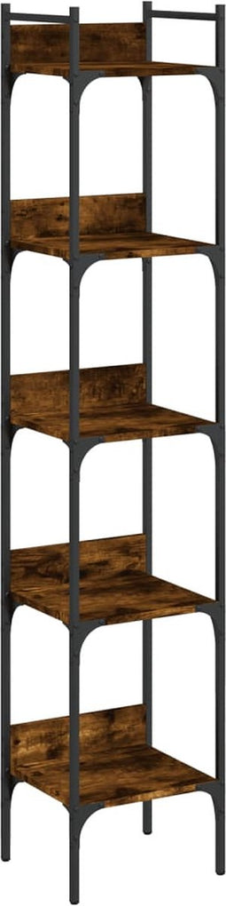 vidaXL - Boekenkast - 5-laags - 35x30x174 - cm - bewerkt - hout - gerookt - eikenkleur