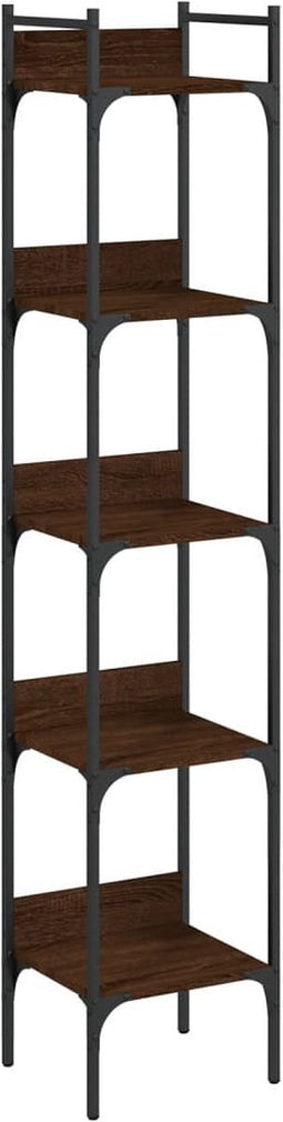 vidaXL - Boekenkast - 5-laags - 35x30x174 - cm - bewerkt - hout - bruin - eikenkleur