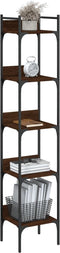 vidaXL - Boekenkast - 5-laags - 35x30x174 - cm - bewerkt - hout - bruin - eikenkleur